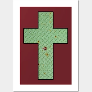 Diamond Plate Cross Posters and Art